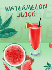 西瓜汁饮品海报素材