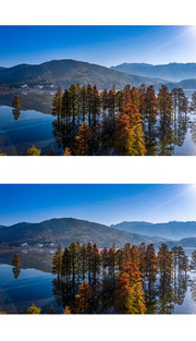 秋天的湖光山色摄影图