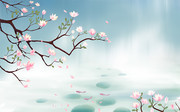 手绘花朵唯美中国风背景素材