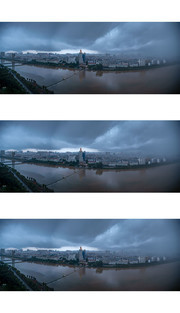 狂风暴雨中的城市全景图