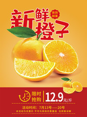 新鲜橙子特价海报