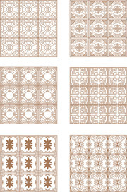 中式古典窗花花纹矢量图片素材