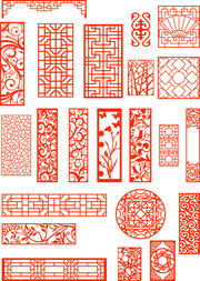 中式古典窗花花纹边框素材下载