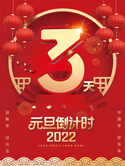 红色2022元旦快乐海报