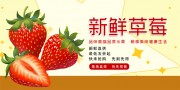 清新草莓水果促销展板