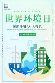 小清新世界环境日海报