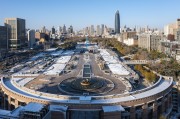 鸟瞰泉城广场雪景图片