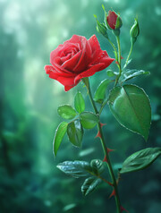春天的红玫瑰图片