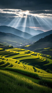 油菜花梯田风景图片