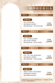 简约风婚纱摄影价目表海报