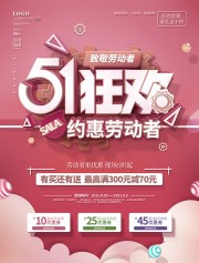 五一劳动节约惠劳动者海报