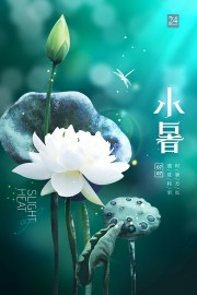 淡雅清新绿色二十四节气小暑海报