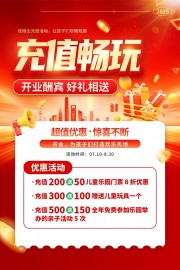 红色开业充值活动海报