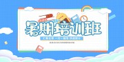 卡通蓝色暑期培训班优惠活动展板