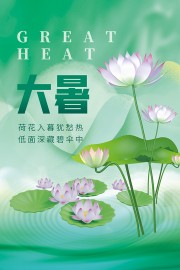 淡雅绿色诗意二十四节气大暑海报