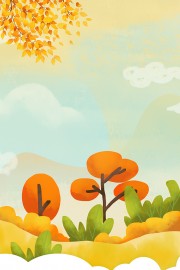 创意卡通秋季户外美景插画