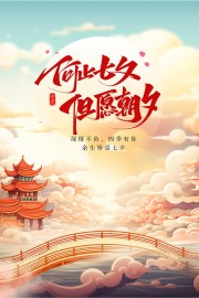 手绘七夕情人节海报