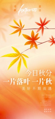 简约二十四节气秋分海报