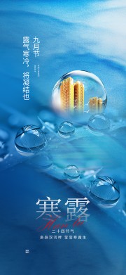 中国传统节气寒露地产行业营销宣传海报