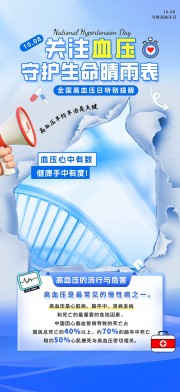 蓝色全国高血压日医疗宣传海报
