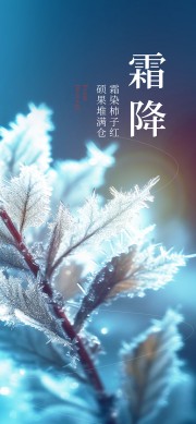 蓝色二十四节气霜降广告