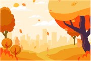 秋季卡通风景插画图片素材