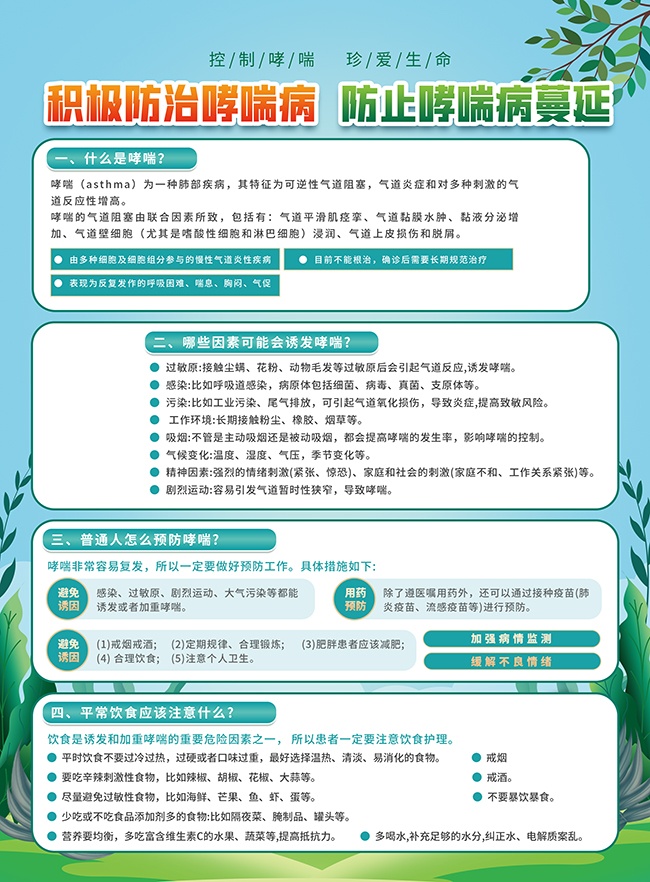 世界防治哮喘日大气海报