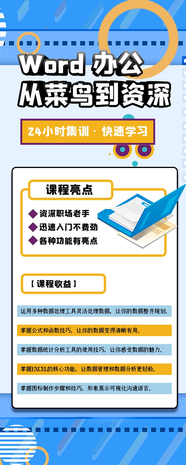 Word办公培训集训招生公众号运营长图图片