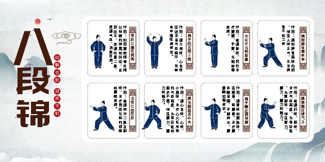 中医养生八段锦宣传展板