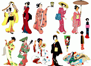 古典日本女人矢量图
